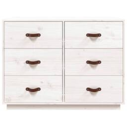 Berkfield Home Sideboard White 100x40x75 cm Solid Wood Pine - Size: 100 x 40 x 75 cm - thumbnail 5