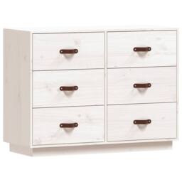Berkfield Home Sideboard White 100x40x75 cm Solid Wood Pine - Size: 100 x 40 x 75 cm - thumbnail 1