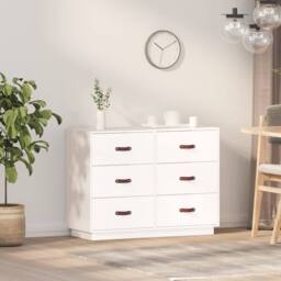 Berkfield Home Sideboard White 100x40x75 cm Solid Wood Pine - Size: 100 x 40 x 75 cm - thumbnail 2