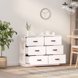 Berkfield Home Sideboard White 100x40x75 cm Solid Wood Pine - Size: 100 x 40 x 75 cm - thumbnail 3