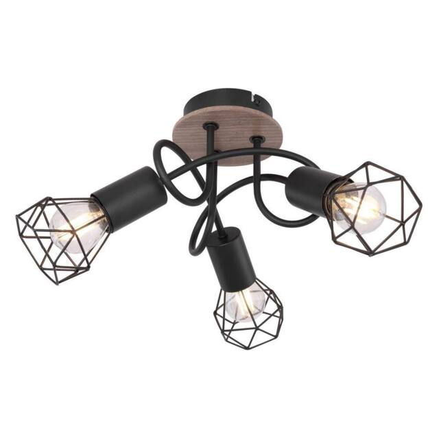 Netlighting Xara I Multi Arm Semi Flush Ceiling Lamp Black Brown 3x E14 - image 1