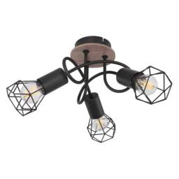 Netlighting Xara I Multi Arm Semi Flush Ceiling Lamp Black Brown 3x E14 - thumbnail 2