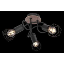 Netlighting Xara I Multi Arm Semi Flush Ceiling Lamp Black Brown 3x E14 - thumbnail 5