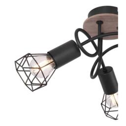 Netlighting Xara I Multi Arm Semi Flush Ceiling Lamp Black Brown 3x E14 - thumbnail 3