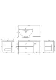 Balterley Gentleshaw 1 Door 2 Drawer Left-Hand Vanity Basin Unit, 1000mm in Grey - thumbnail 5