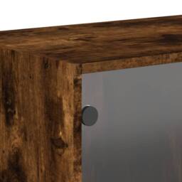 Berkfield Home Wall Cabinet with Glass Doors Smoked Oak 68.5x37x35 cm in Brown - thumbnail 9