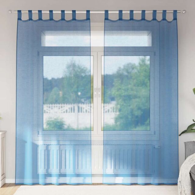 Berkfield Home Voile Curtains with Rod Pockets 2 pcs Royal Blue - image 1