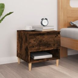 Berkfield Home Bedside Table Smoked Oak 50x46x50 Engineered Wood in Brown - thumbnail 1