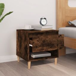 Berkfield Home Bedside Table Smoked Oak 50x46x50 Engineered Wood in Brown - thumbnail 3