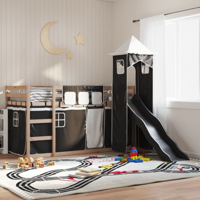 Berkfield Home Bunk Bed without Mattress with Slide White & Black 80x200 cm - image 1