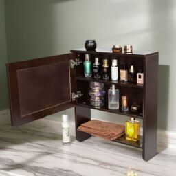 Gr8 Home Bathroom Storage Wall Mounted Cabinet Wooden Brown Door Cupboard Shelf Organiser