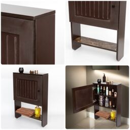 Gr8 Home Bathroom Storage Wall Mounted Cabinet Wooden Brown Door Cupboard Shelf Organiser - thumbnail 3