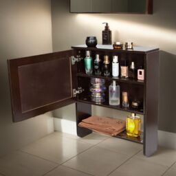 Gr8 Home Bathroom Storage Wall Mounted Cabinet Wooden Brown Door Cupboard Shelf Organiser - thumbnail 2