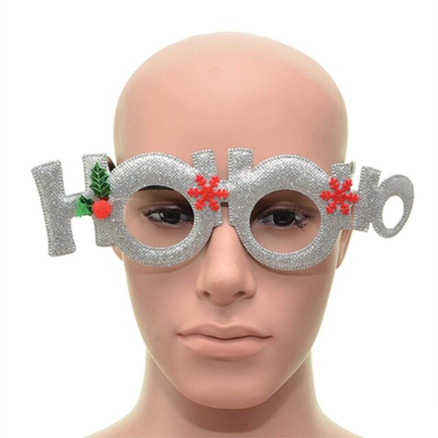 Shatchi Novelty Glitter Silver Ho Ho Ho Christmas Glasses Christmas Party Props Photo Booth Accessories Stocking Fillers - image 1