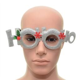 Shatchi Novelty Glitter Silver Ho Ho Ho Christmas Glasses Christmas Party Props Photo Booth Accessories Stocking Fillers - thumbnail 1