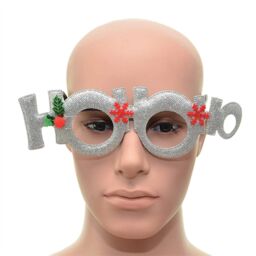 Shatchi Novelty Glitter Silver Ho Ho Ho Christmas Glasses Christmas Party Props Photo Booth Accessories Stocking Fillers