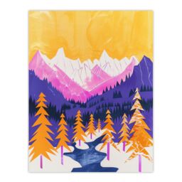 "Artery8 Vibrant Abstract Mount Fitz Roy Patagonia Forest Wall Art Print - Size: W18"" x H24""" - thumbnail 1
