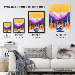 "Artery8 Vibrant Abstract Mount Fitz Roy Patagonia Forest Wall Art Print - Size: W18"" x H24""" - thumbnail 3