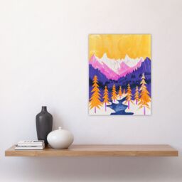 "Artery8 Vibrant Abstract Mount Fitz Roy Patagonia Forest Wall Art Print - Size: W18"" x H24""" - thumbnail 4