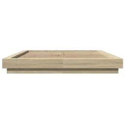 Berkfield Home Bed Frame with LED Lights without Mattress Sonoma Oak 150x200cm in Light Brown - Size: 150x200 cm - thumbnail 5