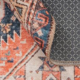 Kukoon Washable Runner Rug Navy Traditional Long Hallway Carpet Mat 80cm x 300cm in Terracotta - Size: 80 cm x 300 cm - thumbnail 6