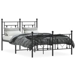 Berkfield Home Metal Bed Frame without Mattress with Footboard Black 120x190cm - Size: 120x190 cm - thumbnail 3