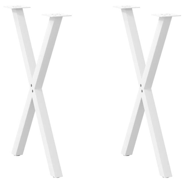 Berkfield Home Dining Table Legs X-Shaped 2 pcs White 50x(72-73) cm Steel - image 1