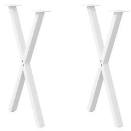 Berkfield Home Dining Table Legs X-Shaped 2 pcs White 50x(72-73) cm Steel - thumbnail 1