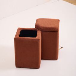 Nordlys Scandinavian Velvet Terracotta Lounge Pouf in Red - thumbnail 8