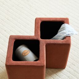 Nordlys Scandinavian Velvet Terracotta Lounge Pouf in Red - thumbnail 7