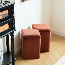 Nordlys Scandinavian Velvet Terracotta Lounge Pouf in Red - thumbnail 4