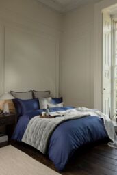 CHRISTY 400TC Luxury Cotton Sateen Plain Dye Duvet Cover Sets in Navy - Size: Single