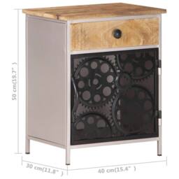 Berkfield Home Bedside Cabinet 40x30x50 cm Rough Mango Wood in Brown - Size: 40 x 30 x 50 cm - thumbnail 7