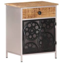 Berkfield Home Bedside Cabinet 40x30x50 cm Rough Mango Wood in Brown - Size: 40 x 30 x 50 cm - thumbnail 9