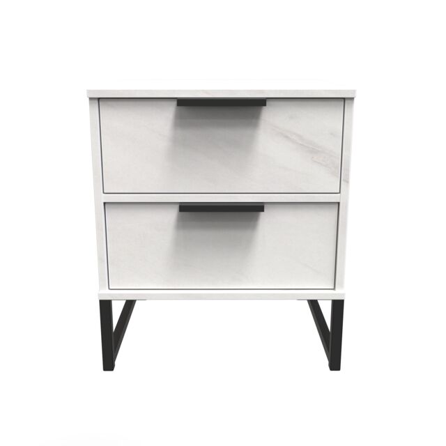 Ready Assembled 2 U Fuji 2 Drawer Bedside Cabinet (Ready Assembled) in Off-White - image 1