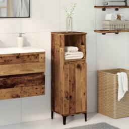Berkfield Home Bathroom Cabinet Old Wood 30x30x100 cm Engineered Wood in Brown - Size: 30 x 30 x 100 cm - thumbnail 3