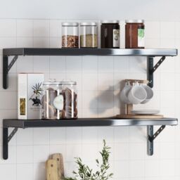 Berkfield Home Shelf Brackets 4 pcs 23.5x2.5x15.5 cm Black Stainless Steel
