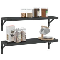 Berkfield Home Shelf Brackets 4 pcs 23.5x2.5x15.5 cm Black Stainless Steel - thumbnail 4