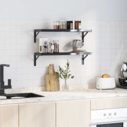 Berkfield Home Shelf Brackets 4 pcs 23.5x2.5x15.5 cm Black Stainless Steel - thumbnail 3