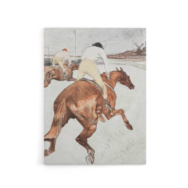 "Artery8 The Jockey Horse Racing Canvas Wall Art Print Toulouse Lautrec in Brown - Size: W18"" x H24""" - image 1