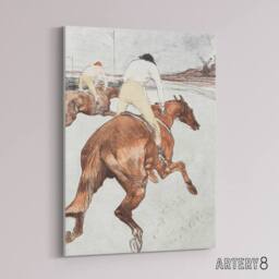 "Artery8 The Jockey Horse Racing Canvas Wall Art Print Toulouse Lautrec in Brown - Size: W18"" x H24""" - thumbnail 2