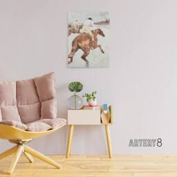 "Artery8 The Jockey Horse Racing Canvas Wall Art Print Toulouse Lautrec in Brown - Size: W18"" x H24""" - thumbnail 3
