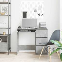 Berkfield Home Elegant Desk Concrete Grey 90x45x76 cm Engineered Wood - Size: 90 x 45 x 76 cm - thumbnail 1