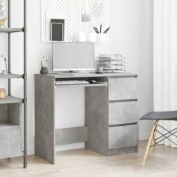 Berkfield Home Elegant Desk Concrete Grey 90x45x76 cm Engineered Wood - Size: 90 x 45 x 76 cm - thumbnail 2