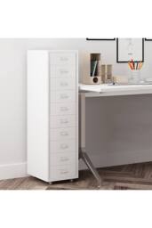 Living and Home Mobile Filing Cabinet Office Metal Unit 10 Drawers in White - thumbnail 3