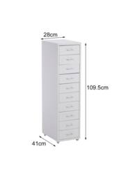 Living and Home Mobile Filing Cabinet Office Metal Unit 10 Drawers in White - thumbnail 6