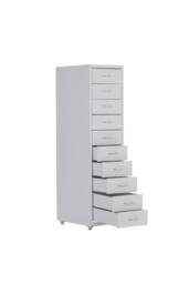 Living and Home Mobile Filing Cabinet Office Metal Unit 10 Drawers in White - thumbnail 4