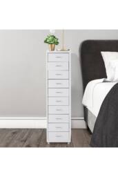 Living and Home Mobile Filing Cabinet Office Metal Unit 10 Drawers in White