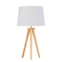 First Choice Lighting Voyage - Light Oak Table Lamp or Bedside Light with White & Gold Shade in Brown - thumbnail 1