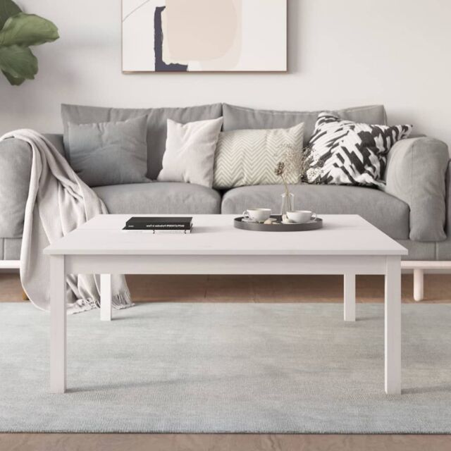 Berkfield Home Coffee Table White 100x100x40 cm Solid Wood Pine - Size: 100 x 100 x 40 cm - image 1